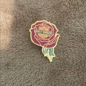 Harley-Davidson Red and Gold Rose vintage pin